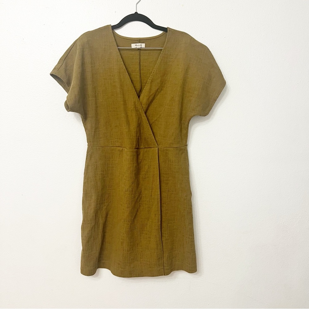 Madewell cross front flutter sleeve stretch pullover dress